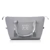 A gray duffel bag is shown against a white background. Produktbild-Vorschau