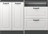 A product image showing two kitchen cabinets and two drawers with handles. Voir les images du produit