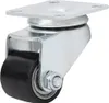 A single caster wheel with a black rubber wheel and a silver metal mounting plate. Produktbild-Vorschau