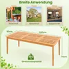 A wooden table with dimensions and usage examples shown in three small photos. Anteprima dell’immagine prodotto