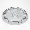 The back of a silver Peugeot hubcap is shown against a white background. Produktbild-Vorschau