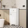 A small corner bathroom vanity with a sink and cabinet, next to a toilet. Náhled obrázku produktu
