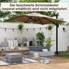 An outdoor patio scene with a large cantilever umbrella providing shade over a seating area. Podgląd zdjęcia produktu