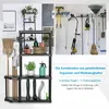 A collage showing a storage rack with gardening tools and household items, and a separate image of various tools hanging on a wall rack. Podgląd zdjęcia produktu