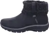 A side view of a black Skechers boot with a knitted gray cuff. Voir les images du produit