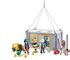 A construction site scene with a mobile office container, workers, and equipment. Produktbild-Vorschau