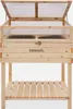 A wooden raised garden bed with a mini greenhouse top, shown against a white background. Produktbild-Vorschau