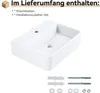 A white ceramic washbasin with installation accessories shown below. Náhled obrázku produktu