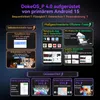 A marketing graphic detailing features of DokeOS_P 4.0, an operating system upgrade for Android 15, with various tool icons and descriptions. Produktbild-Vorschau
