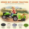 A child is riding a green toy tractor with a trailer full of pumpkins in a rural setting. Below the tractor are images of different terrains. Náhľad obrázku produktu