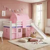 Homestyle4u Hochbett 90x200 mit Rutsche Lattenrost Vorhang Produktbild-Vorschau 2
