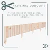 A wooden garden fence border is shown with text and graphics indicating it can be cut to size. Podgląd zdjęcia produktu