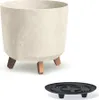 Cremefarbener Blumentopf mit Fuß GRACIA TUBUS BETON EFFECT Produktbild-Vorschau 2