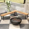 An outdoor patio scene with a corner bench and a fire pit. Produktbild-Vorschau