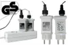 Two types of LED light string adapters are shown, one plugged into a power strip and the other two shown individually. Produktbild-Vorschau