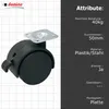 Möbelrolle Durchmesser 50mm/40kg, Platte mit Bremse  | Produktbild-Vorschau 3