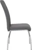 A side view of a gray dining chair with a chrome metal frame. Produktbild-Vorschau
