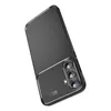 A black carbon fiber look phone case with a camera cutout is shown against a white background. Produktbild-Vorschau
