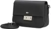 A black Lacoste crossbody bag with a silver clasp and a detachable strap is shown against a white background. Anteprima dell’immagine prodotto