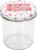 A clear glass jar with a decorative lid. Produktbild-Vorschau
