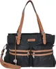 A black Picard Sonja shoulder bag with brown leather accents and straps, shown against a white background. Voir les images du produit