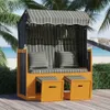 vidaXL Strandkorb mit Kissen Poly Rattan & Massivholz Produktbild-Vorschau 2