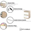 A diagram illustrating the features and benefits of a nightstand, with close-ups of its components and a small image of the assembled product. Voir les images du produit