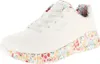 A single white Skechers sneaker with a floral pattern on the sole and inner lining, shown from a side angle against a white background. Produktbild-Vorschau