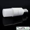 A white LED light bulb with a silver screw base is shown lying on its side against a black background, with its reflection visible below. Produktbild-Vorschau