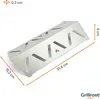 A metal heat reflector for a grill, shown from a diagonal angle with dimensions indicated. Produktbild-Vorschau