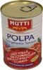 A close-up, front-facing view of a can of Mutti Polpa tomatoes. Produktbild-Vorschau