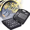 A tool kit for bicycle maintenance, with a blurred background of yellow bicycle wheels. Náhled obrázku produktu