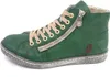 A single green high-top sneaker with beige laces and a silver zipper. Produktbild-Vorschau
