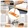 A collage of four images showing different rooms in a house (kitchen, bedroom, bathroom, living room/hall) with a central image of a mop head. Produktbild-Vorschau