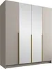 A modern wardrobe with mirrored doors and gold handles. Náhľad obrázku produktu