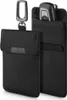 Two black fabric pouches for car keys, one with a carabiner clip attached. Podgląd zdjęcia produktu