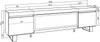 A technical drawing with dimensions of a TV cabinet with an integrated electric fireplace. Produktbild-Vorschau