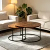 2er Set Couchtisch Runder Satztisch Metallgestell,Stapelbar Produktbild-Vorschau 2