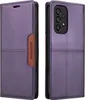 A purple flip wallet phone case for a Samsung Galaxy A32 5G, shown from two angles. Produktbild-Vorschau