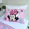 A Minnie Mouse themed pillowcase is displayed on a bed. Podgląd zdjęcia produktu