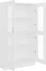 An open white cabinet with glass doors and shelves. Produktbild-Vorschau