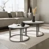 WISFOR 2er Set Couchtisch mit Aluminiumgestell, Satztisch Produktbild-Vorschau 6