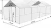 A diagram of a large outdoor enclosure or chicken coop with dimensions indicated. Voir les images du produit