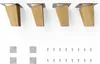 Four wooden furniture legs with metal mounting plates, and four square pads and screws. Produktbild-Vorschau