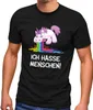 Herren T-Shirt Spruch Ich hasse Menschen kotzendes Einhorn Produktbild-Vorschau 1
