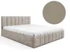 A beige upholstered bed with a white sheet on a white background. Podgląd zdjęcia produktu