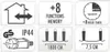 A collage of icons and text describing features of an LED light string. Náhled obrázku produktu