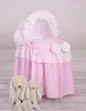 Dockvagn für Puppen Babybett mit Rädern rosa Handgefertigt Produktbild-Vorschau 3