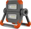 A portable LED work light with two light panels and a stand, shown against a white background. Produktbild-Vorschau