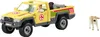 A toy veterinary vehicle with a driver and a dog inside, and a toy calf next to it. Anteprima dell’immagine prodotto